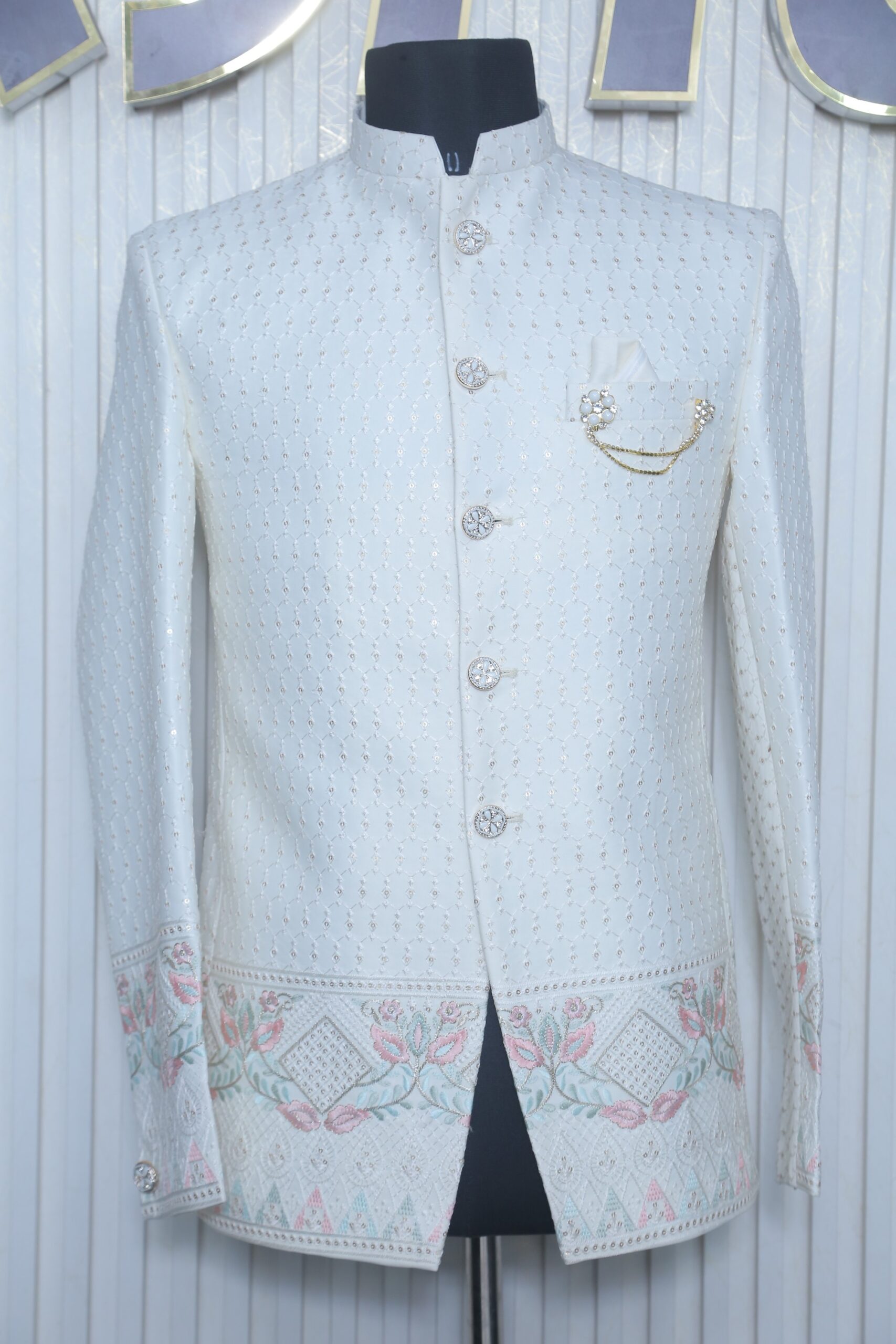 C44A2057 Jodhpuri Detailed embroidered (White) - Image 1